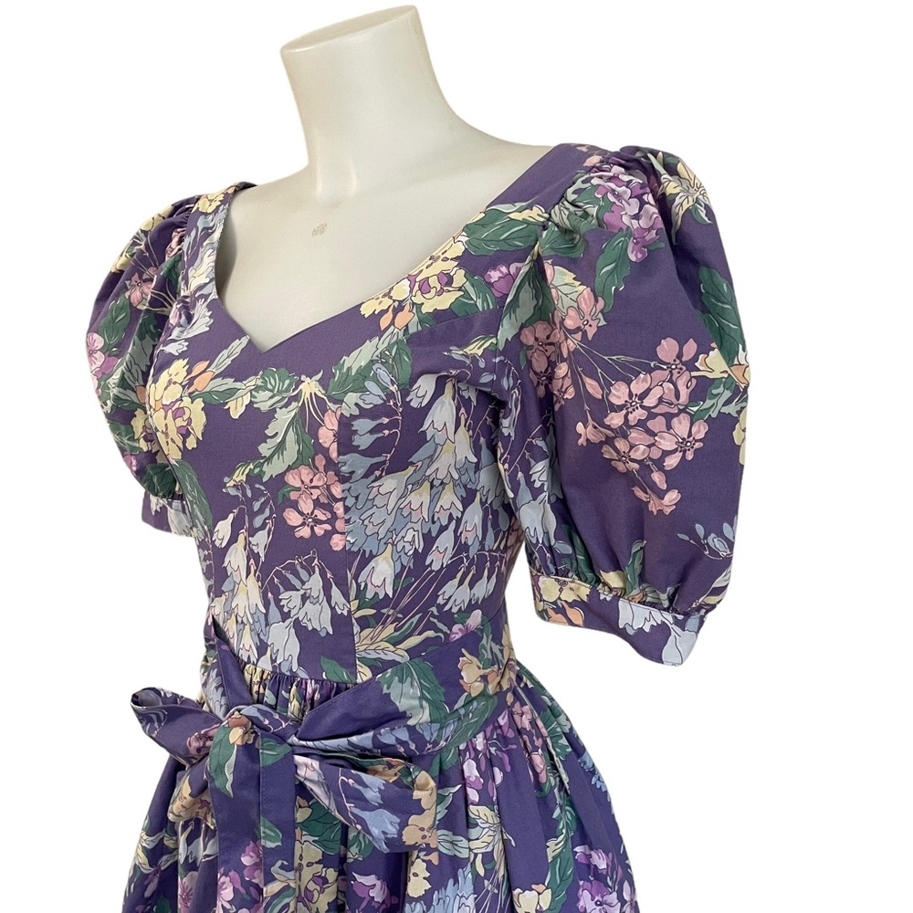 LAURA ASHLEY Vintage Lavender Floral Sweetheart Fit & Flare Dress US 8/UK 10 - Picture 3 of 11